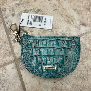 Brahmin Teal mineral blue nwt Croc-Embossed Key Pouch